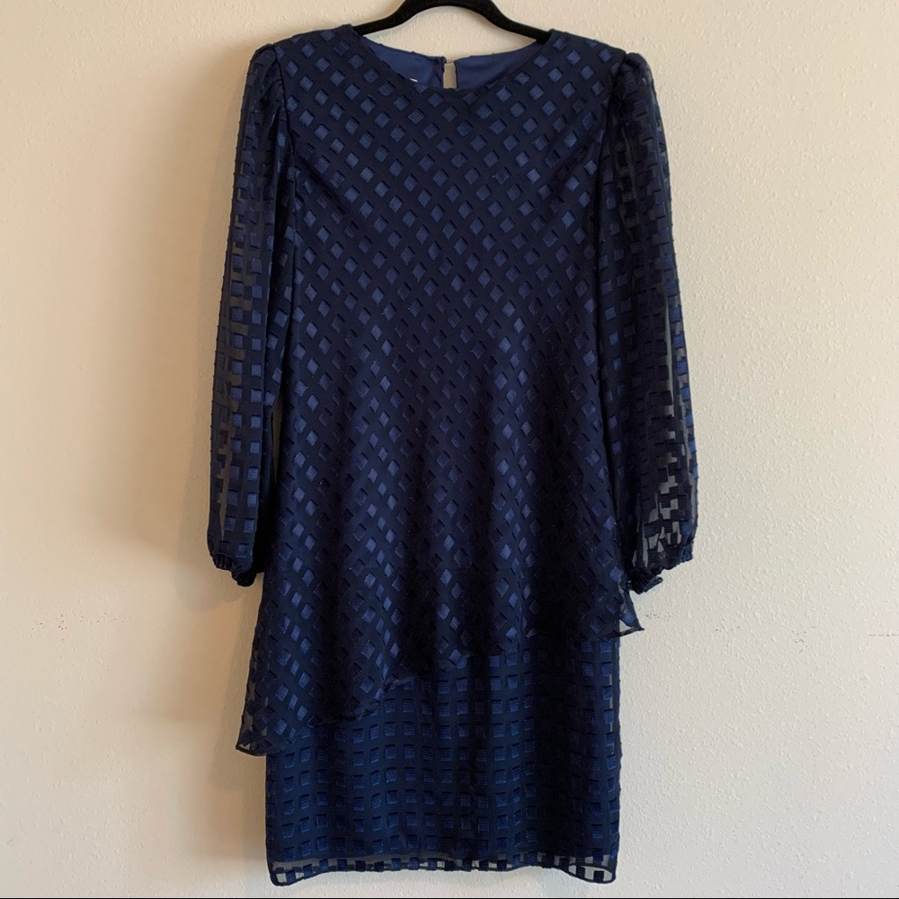 Patra Petites Blue Formal Long Sleeve Dress 14